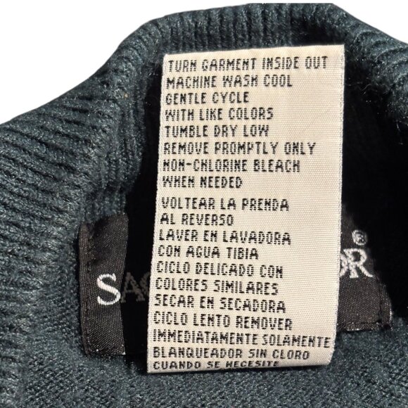 Vintage Sag Harbor Sweater Women's small forest green Acrylic Mock Neck Pullover - Picture 8 of 8